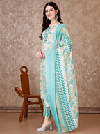 Floral Printed Kurta With Printed Pant & Dupatta, Multicolor - Hiral Fashion