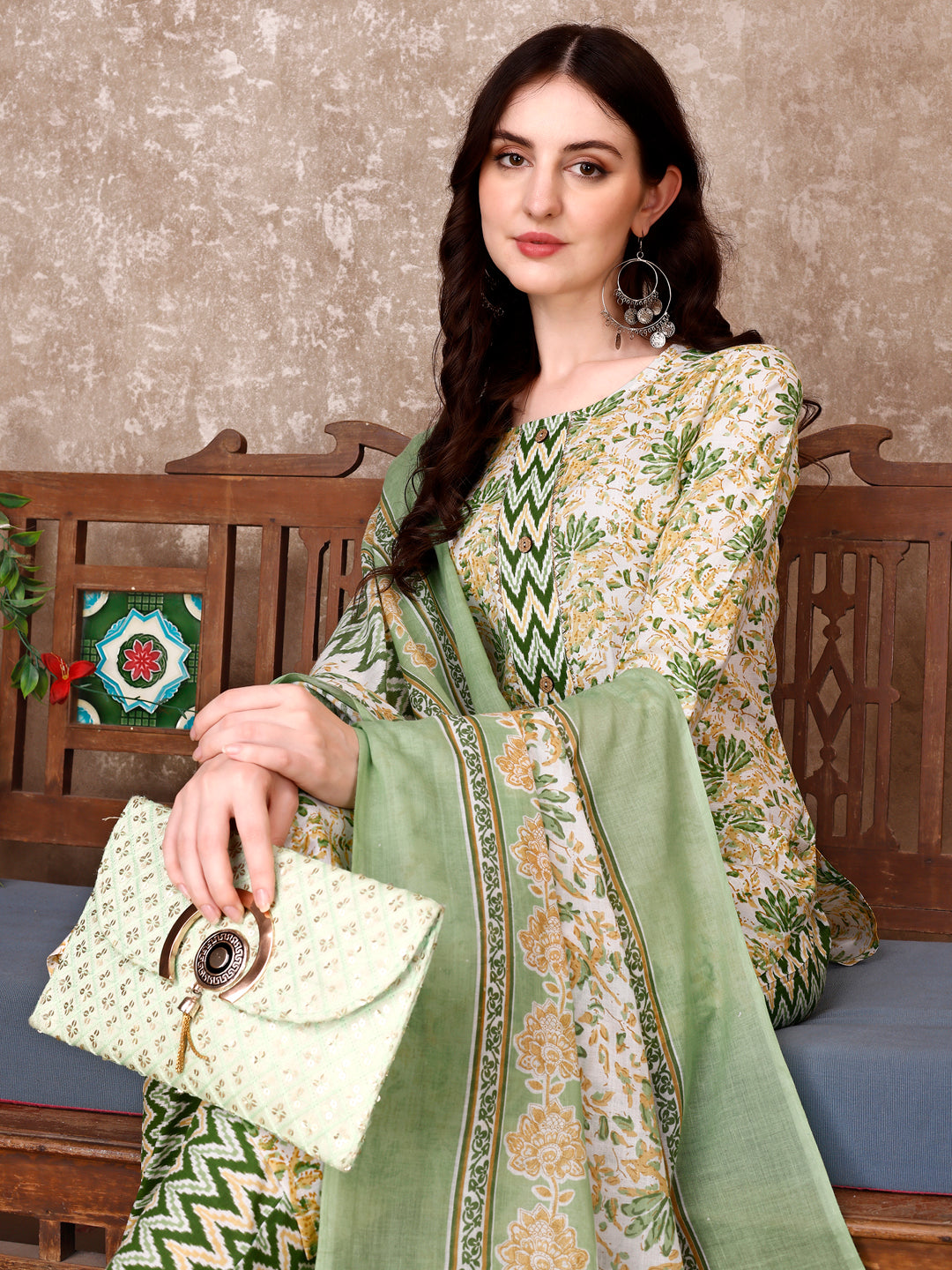 Floral Printed Kurta With Printed Pant & Dupatta, Multicolor - Hiral Fashion - Distacart