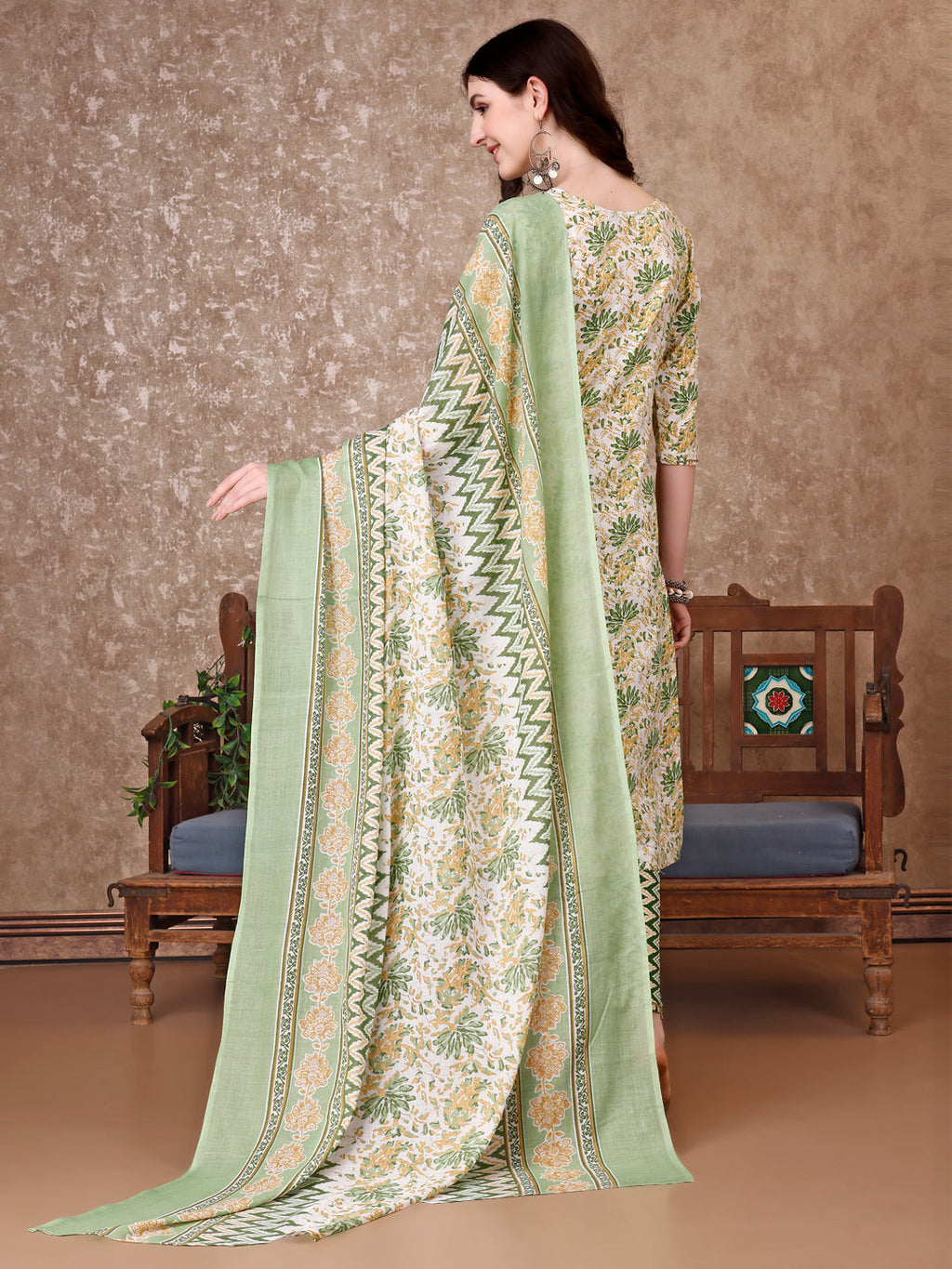 Floral Printed Kurta With Printed Pant & Dupatta, Multicolor - Hiral Fashion - Distacart