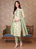 Floral Printed Kurta With Printed Pant & Dupatta, Multicolor - Hiral Fashion - Distacart