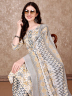 Floral Printed Kurta With Printed Pant & Dupatta, Multicolor - Hiral Fashion - Distacart
