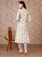 Floral Printed Kurta With Printed Pant & Dupatta, Multicolor - Hiral Fashion - Distacart