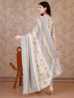 Floral Printed Kurta With Printed Pant & Dupatta, Multicolor - Hiral Fashion - Distacart