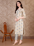 Floral Printed Kurta With Printed Pant & Dupatta, Multicolor - Hiral Fashion - Distacart