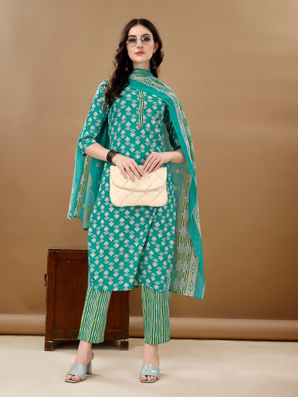 Ethnic Motifs Printed Kurta With Ethnic Motifs Printed Kurta With Printed Pant & Dupatta, Multicolor - Hiral Fashion - Distacart