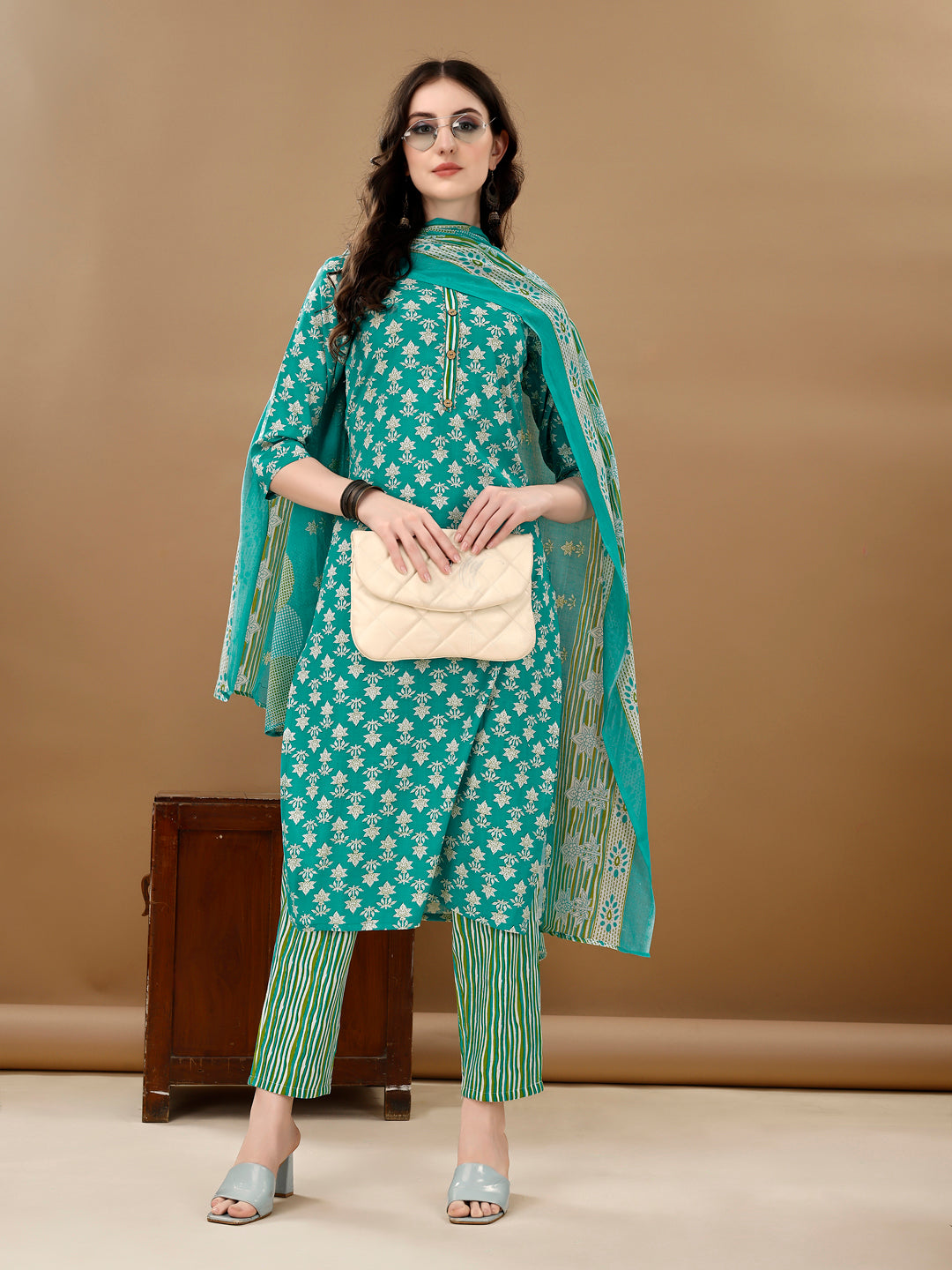 Ethnic Motifs Printed Kurta With Ethnic Motifs Printed Kurta With Printed Pant & Dupatta, Multicolor - Hiral Fashion - Distacart