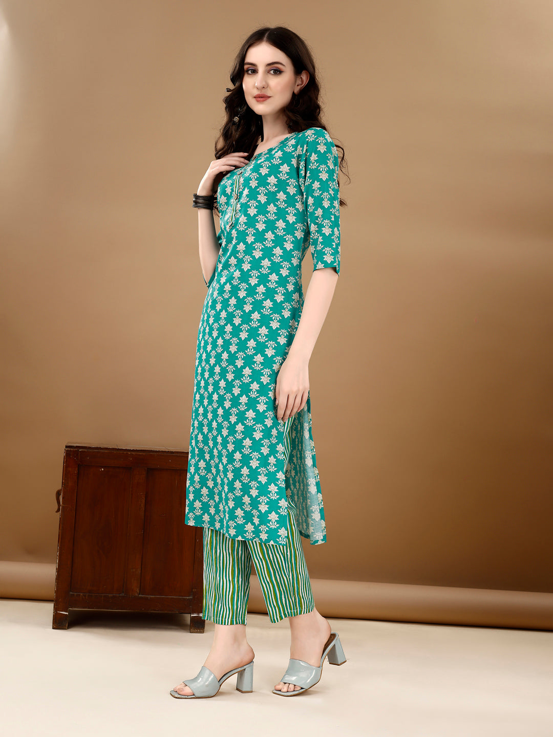 Ethnic Motifs Printed Kurta With Ethnic Motifs Printed Kurta With Printed Pant & Dupatta, Multicolor - Hiral Fashion - Distacart