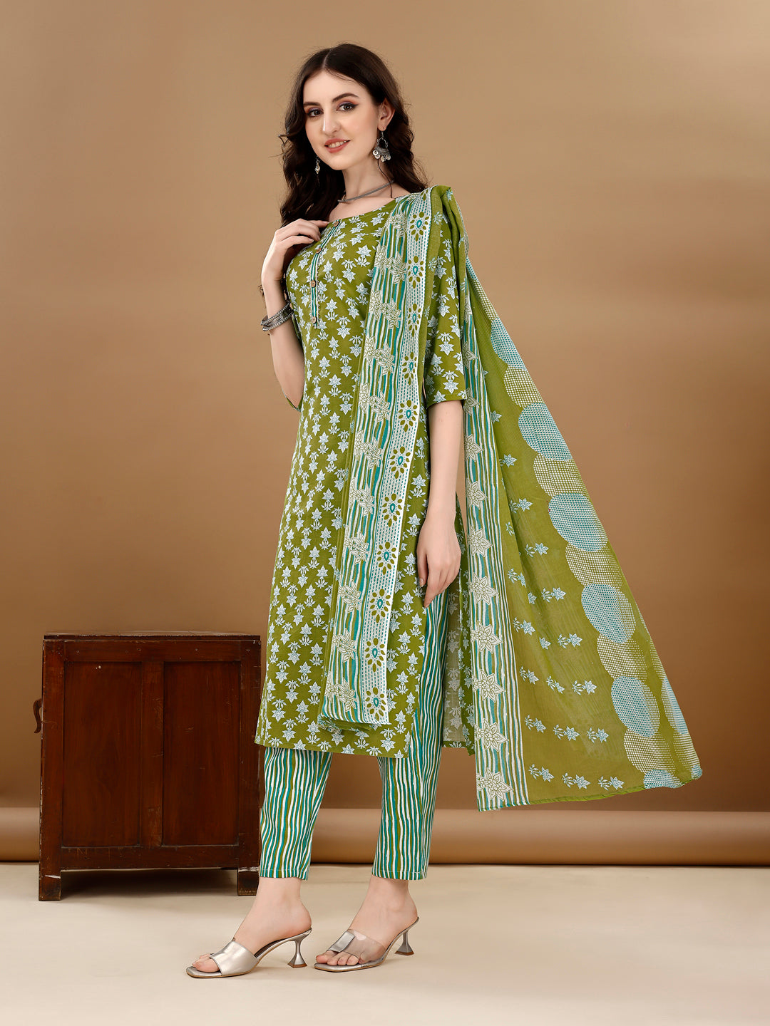 Ethnic Motifs Printed Kurta With Ethnic Motifs Printed Kurta With Printed Pant & Dupatta, Multicolor - Hiral Fashion - Distacart