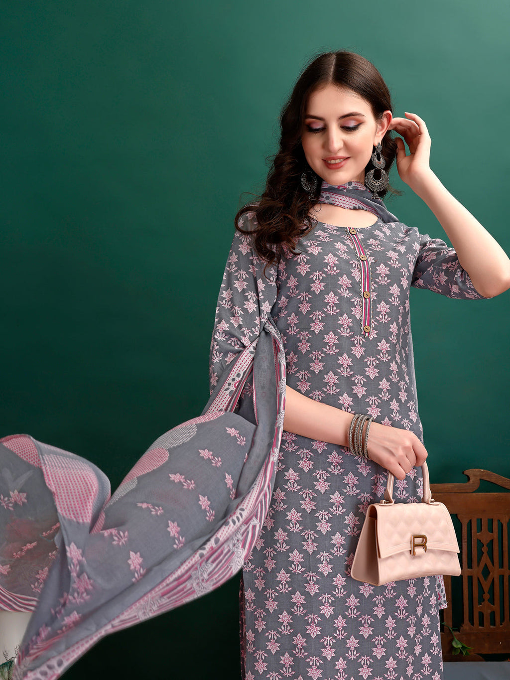 Ethnic Motifs Printed Kurta With Ethnic Motifs Printed Kurta With Printed Pant & Dupatta, Multicolor - Hiral Fashion