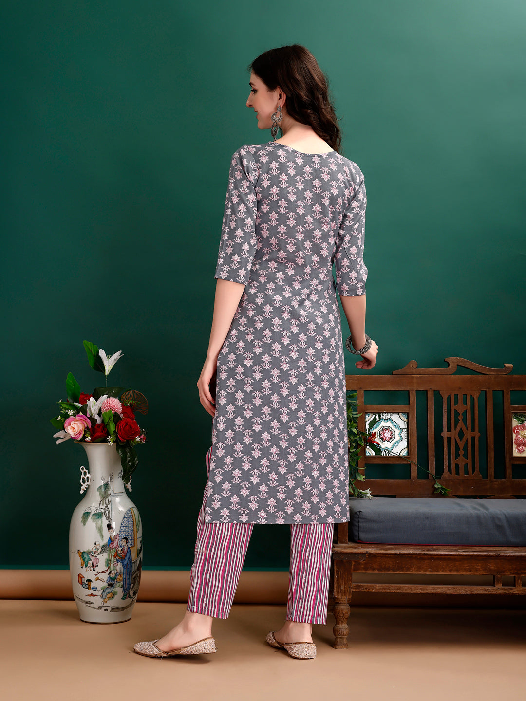 Ethnic Motifs Printed Kurta With Ethnic Motifs Printed Kurta With Printed Pant & Dupatta, Multicolor - Hiral Fashion