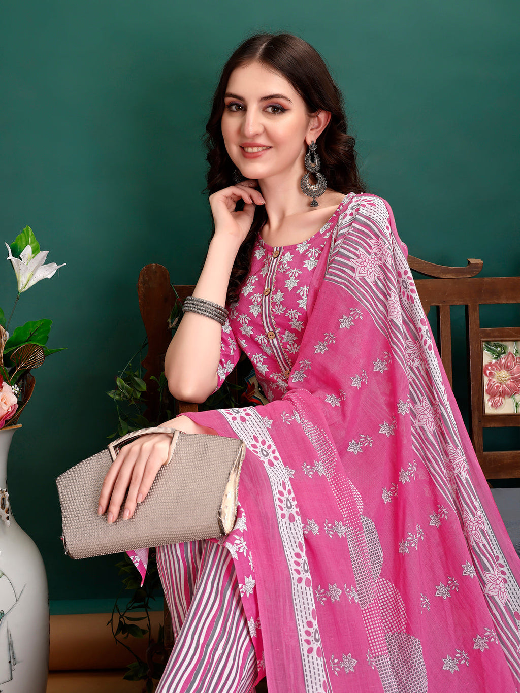 Ethnic Motifs Printed Kurta With Ethnic Motifs Printed Kurta With Printed Pant & Dupatta, Multicolor - Hiral Fashion - Distacart