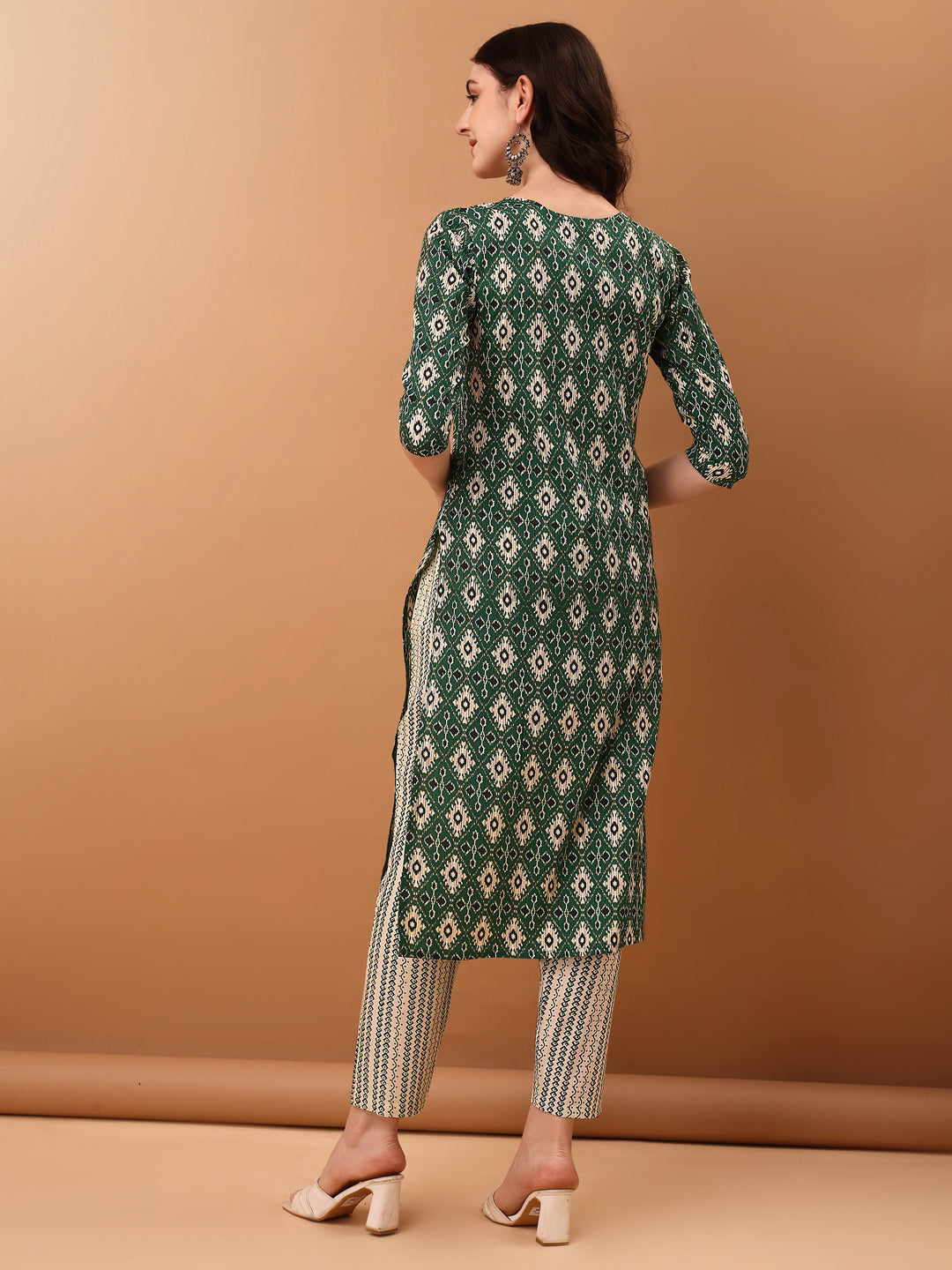 Ethnic Motifs Printed Kurta With Pant & Dupatta, Green - Hiral Fashion - Distacart