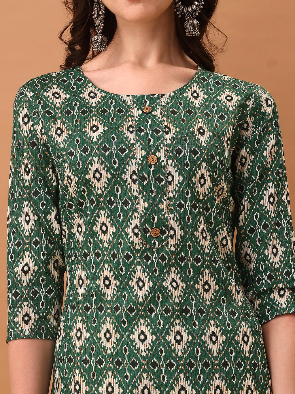 Ethnic Motifs Printed Kurta With Pant & Dupatta, Green - Hiral Fashion - Distacart