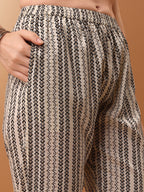 Ethnic Motifs Printed Kurta With Pant & Dupatta, Grey - Hiral Fashion - Distacart