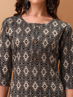 Ethnic Motifs Printed Kurta With Pant & Dupatta, Grey - Hiral Fashion - Distacart