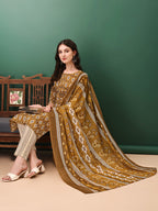 Ethnic Motifs Printed Kurta With Pant & Dupatta, Mustard - Hiral Fashion - Distacart