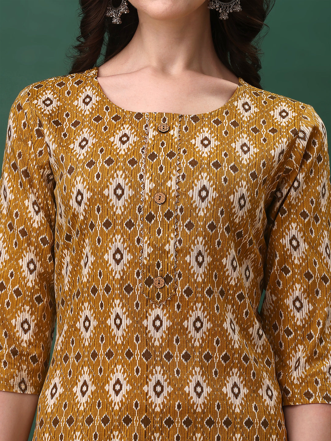 Ethnic Motifs Printed Kurta With Pant & Dupatta, Mustard - Hiral Fashion - Distacart