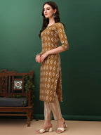 Ethnic Motifs Printed Kurta With Pant & Dupatta, Mustard - Hiral Fashion - Distacart