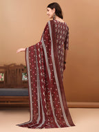 Ethnic Motifs Printed Kurta With Pant & Dupatta, Wine - Hiral Fashion - Distacart