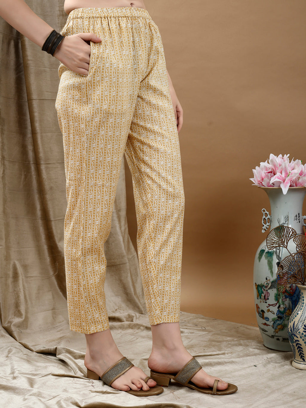 Floral Printed Kurta With Pant & Dupatta, Yellow - Hiral Fashion
