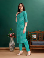 Ethnic Motifs Printed Kurta With Pant & Dupatta, Blue - Hiral Fashion