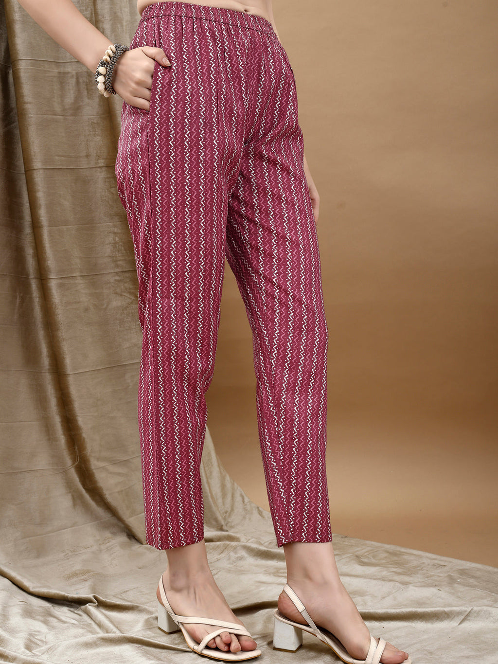 Ethnic Motifs Printed Kurta With Pant & Dupatta, Pink - Hiral Fashion - Distacart