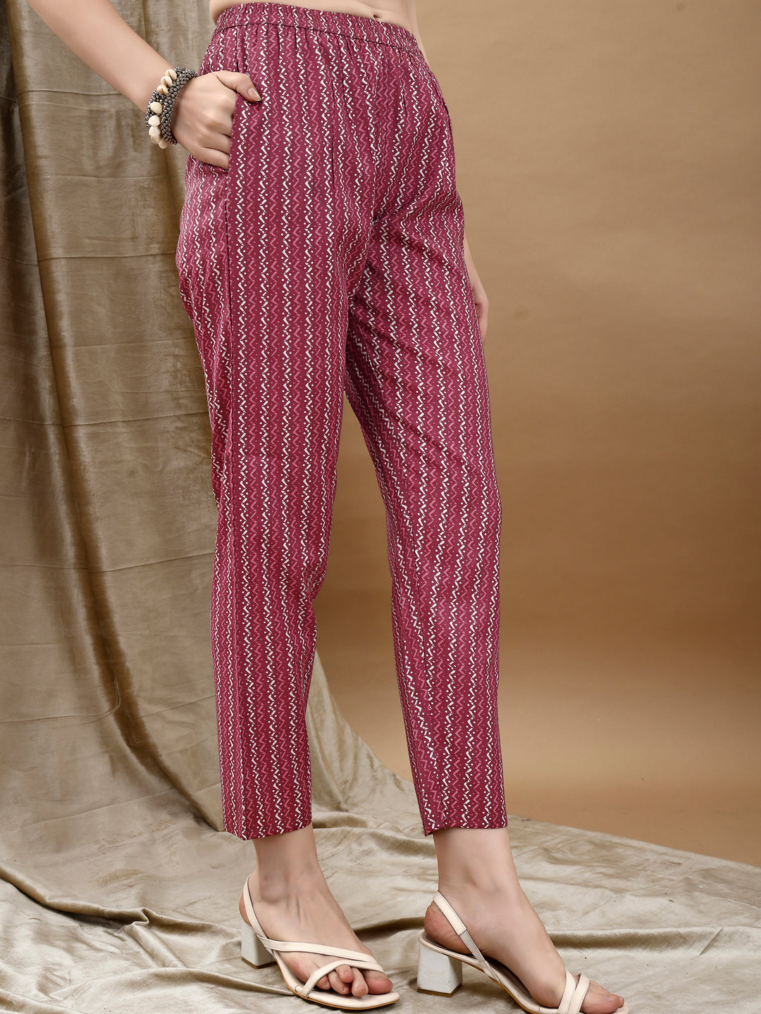 Ethnic Motifs Printed Kurta With Pant & Dupatta, Pink - Hiral Fashion - Distacart