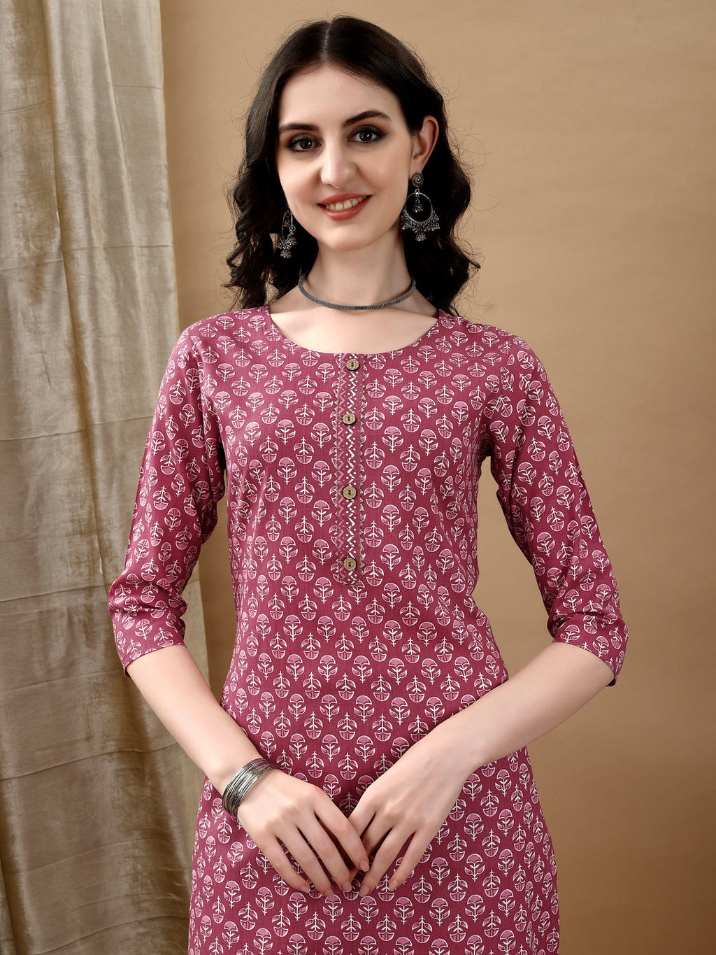 Ethnic Motifs Printed Kurta With Pant & Dupatta, Pink - Hiral Fashion - Distacart