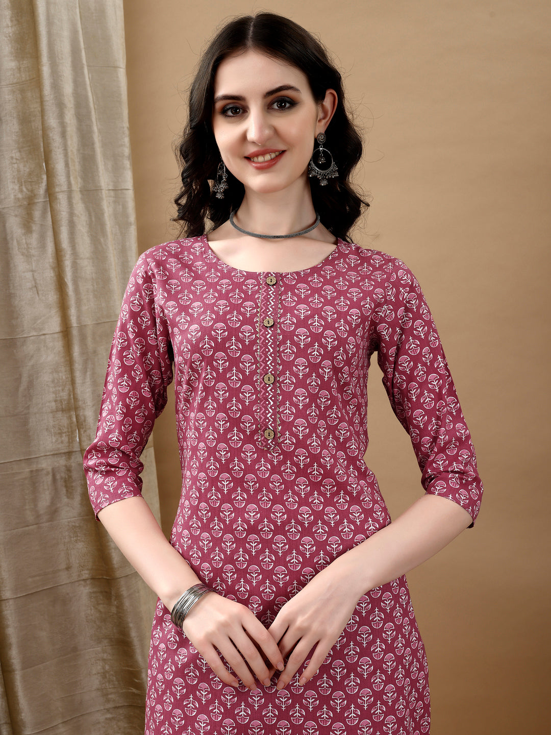 Ethnic Motifs Printed Kurta With Pant & Dupatta, Pink - Hiral Fashion - Distacart