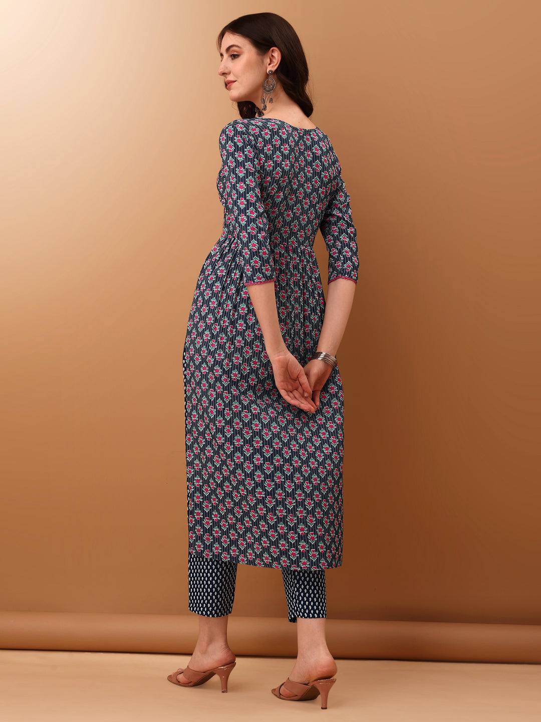 Nyra Cut Ethnic Motifs Printed Kurta With Pant & Dupatta, Blue - Hiral Fashion - Distacart