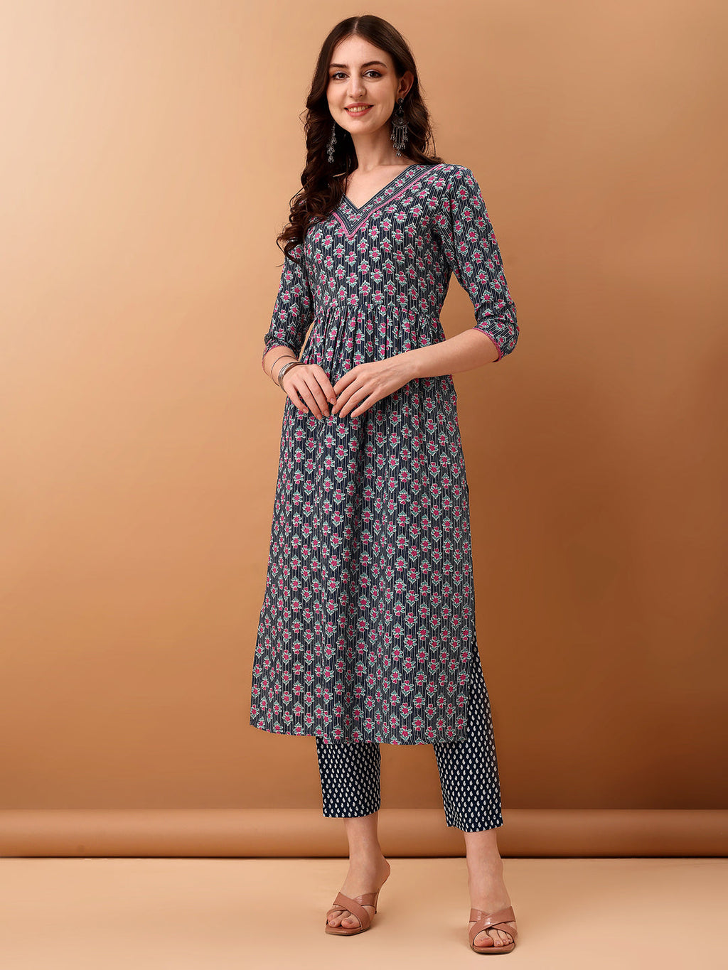 Nyra Cut Ethnic Motifs Printed Kurta With Pant & Dupatta, Blue - Hiral Fashion - Distacart