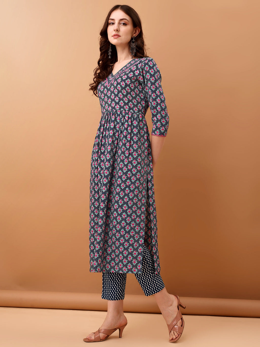 Nyra Cut Ethnic Motifs Printed Kurta With Pant & Dupatta, Blue - Hiral Fashion - Distacart