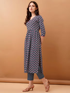 Nyra Cut Ethnic Motifs Printed Kurta With Pant & Dupatta, Blue - Hiral Fashion - Distacart