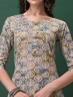 Floral Printed Kurta With Pant & Dupatta, Blue - Hiral Fashion - Distacart