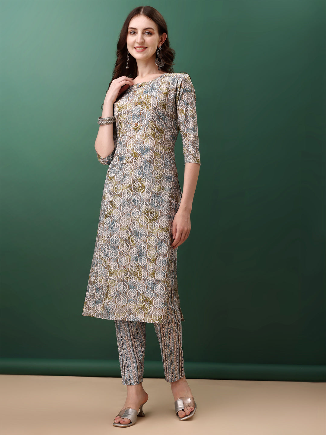 Floral Printed Kurta With Pant & Dupatta, Blue - Hiral Fashion - Distacart