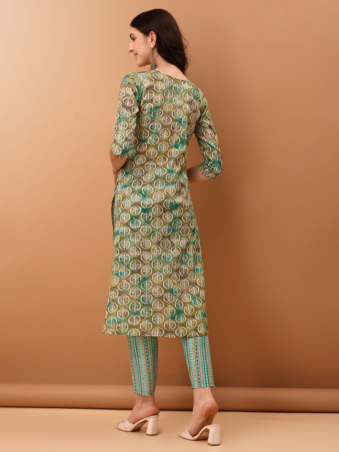 Floral Printed Kurta With Pant & Dupatta, Green - Hiral Fashion - Distacart