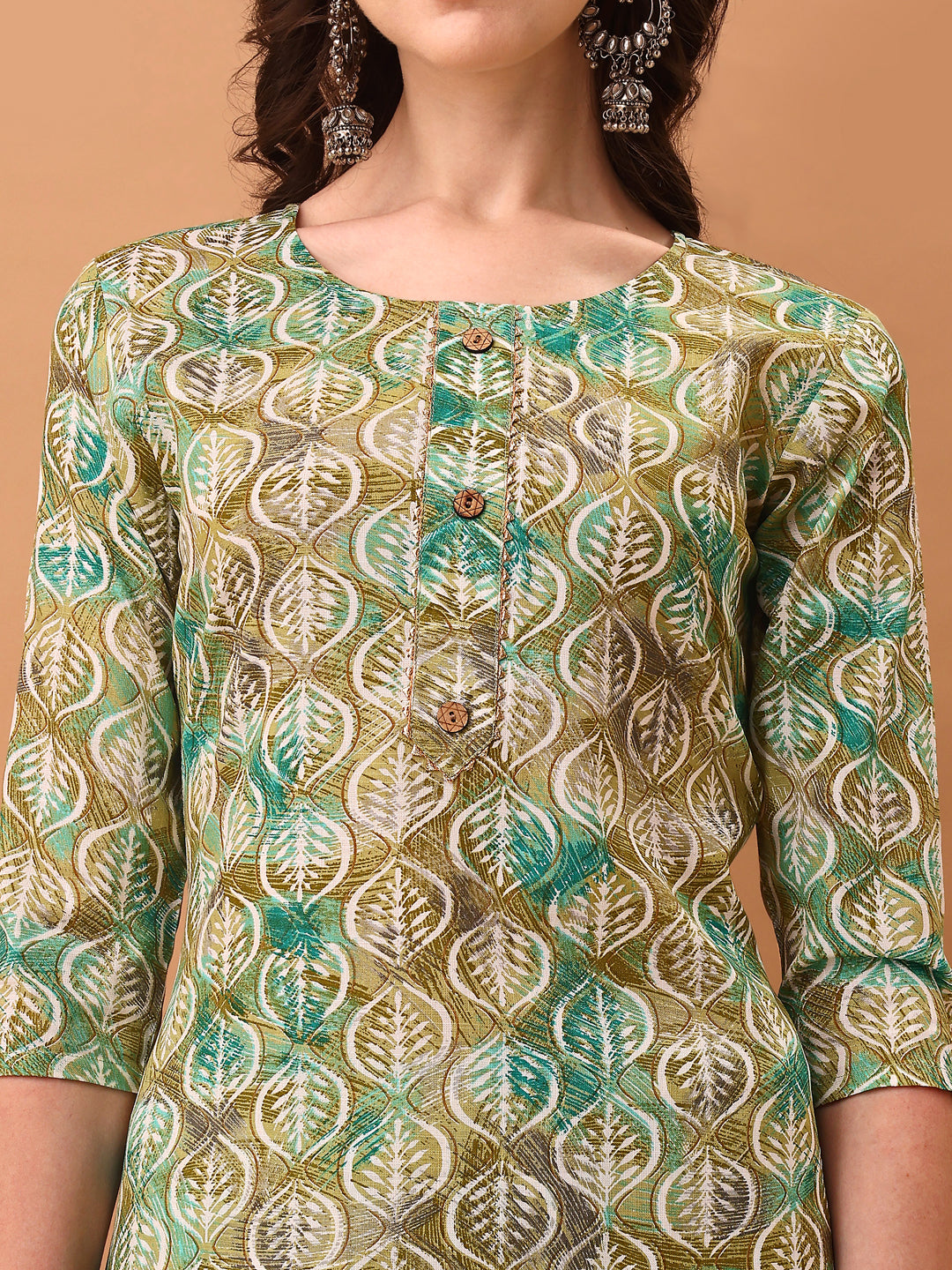 Floral Printed Kurta With Pant & Dupatta, Green - Hiral Fashion - Distacart