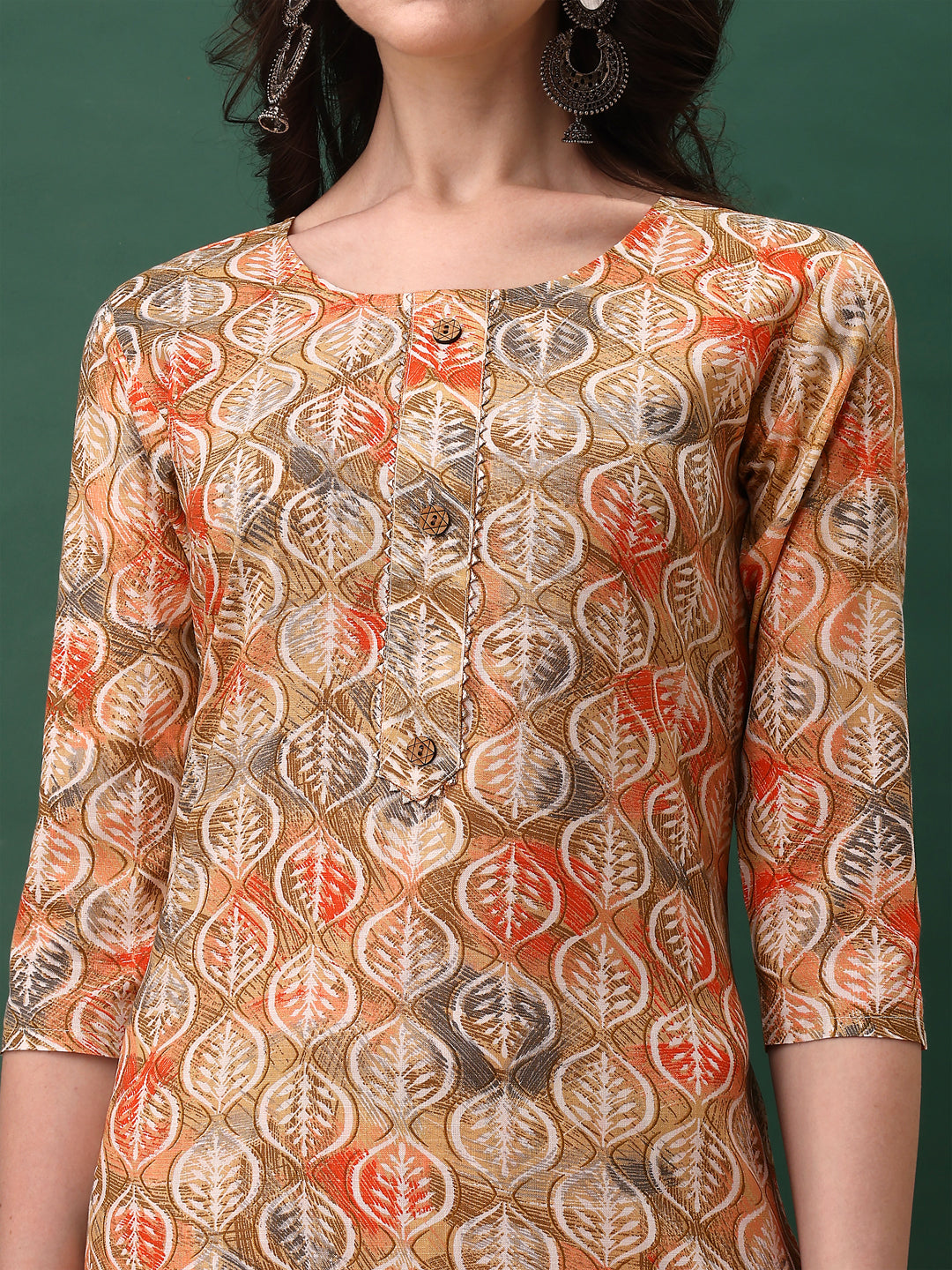 Floral Printed Kurta With Pant & Dupatta, Orange - Hiral Fashion - Distacart