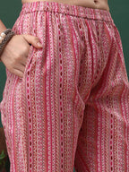 Floral Printed Kurta With Pant & Dupatta, Pink - Hiral Fashion - Distacart