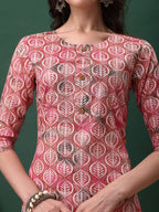 Floral Printed Kurta With Pant & Dupatta, Pink - Hiral Fashion - Distacart