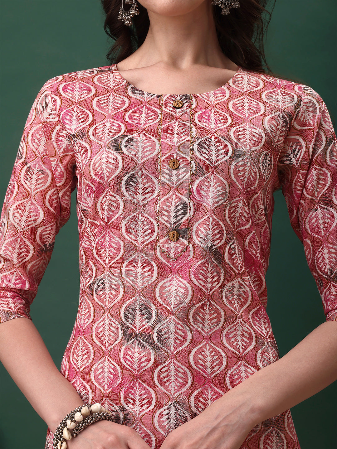 Floral Printed Kurta With Pant & Dupatta, Pink - Hiral Fashion - Distacart