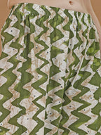 Chevron Printed Kurta With Palazzo Pant & Dupatta, Green - Hiral Fashion - Distacart