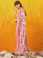 Chevron Printed Kurta With Palazzo Pant & Dupatta, Pink - Hiral Fashion - Distacart