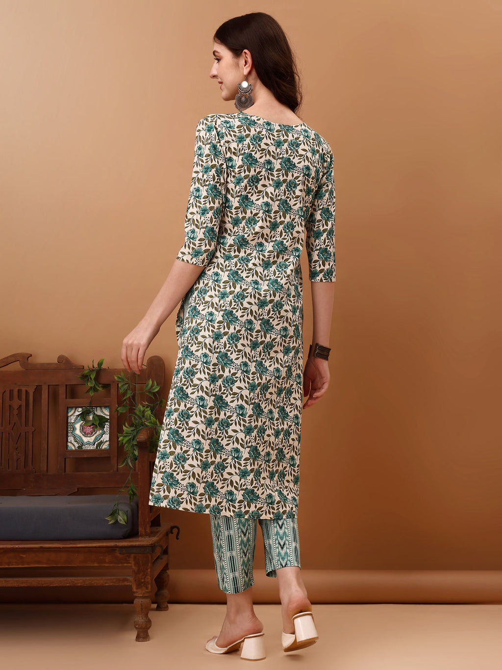 Floral Printed Kurta With Pant & Dupatta, Blue - Hiral Fashion - Distacart