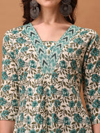 Floral Printed Kurta With Pant & Dupatta, Blue - Hiral Fashion - Distacart