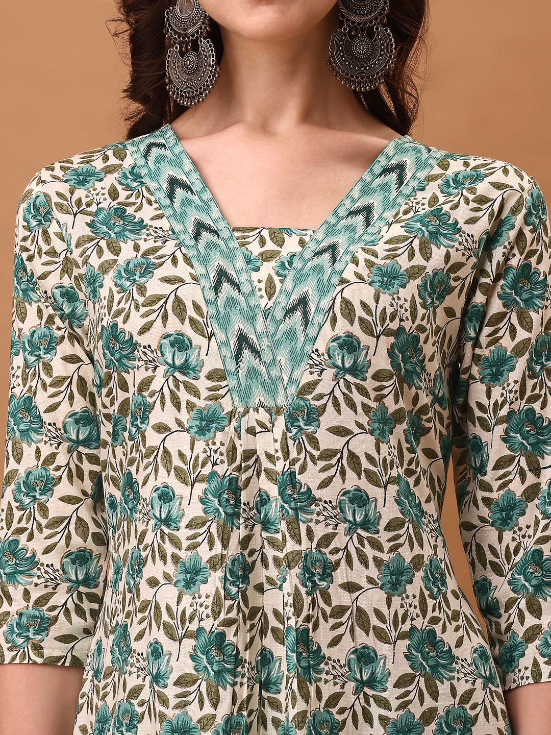 Floral Printed Kurta With Pant & Dupatta, Blue - Hiral Fashion - Distacart