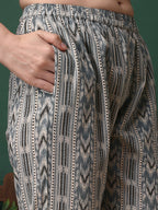Floral Printed Kurta With Pant & Dupatta, Navy Blue - Hiral Fashion - Distacart