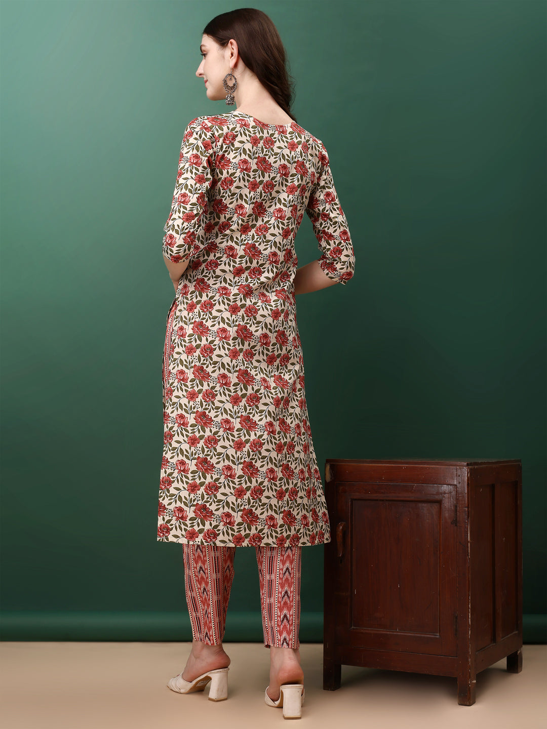 Floral Printed Kurta With Pant & Dupatta, Pink - Hiral Fashion - Distacart