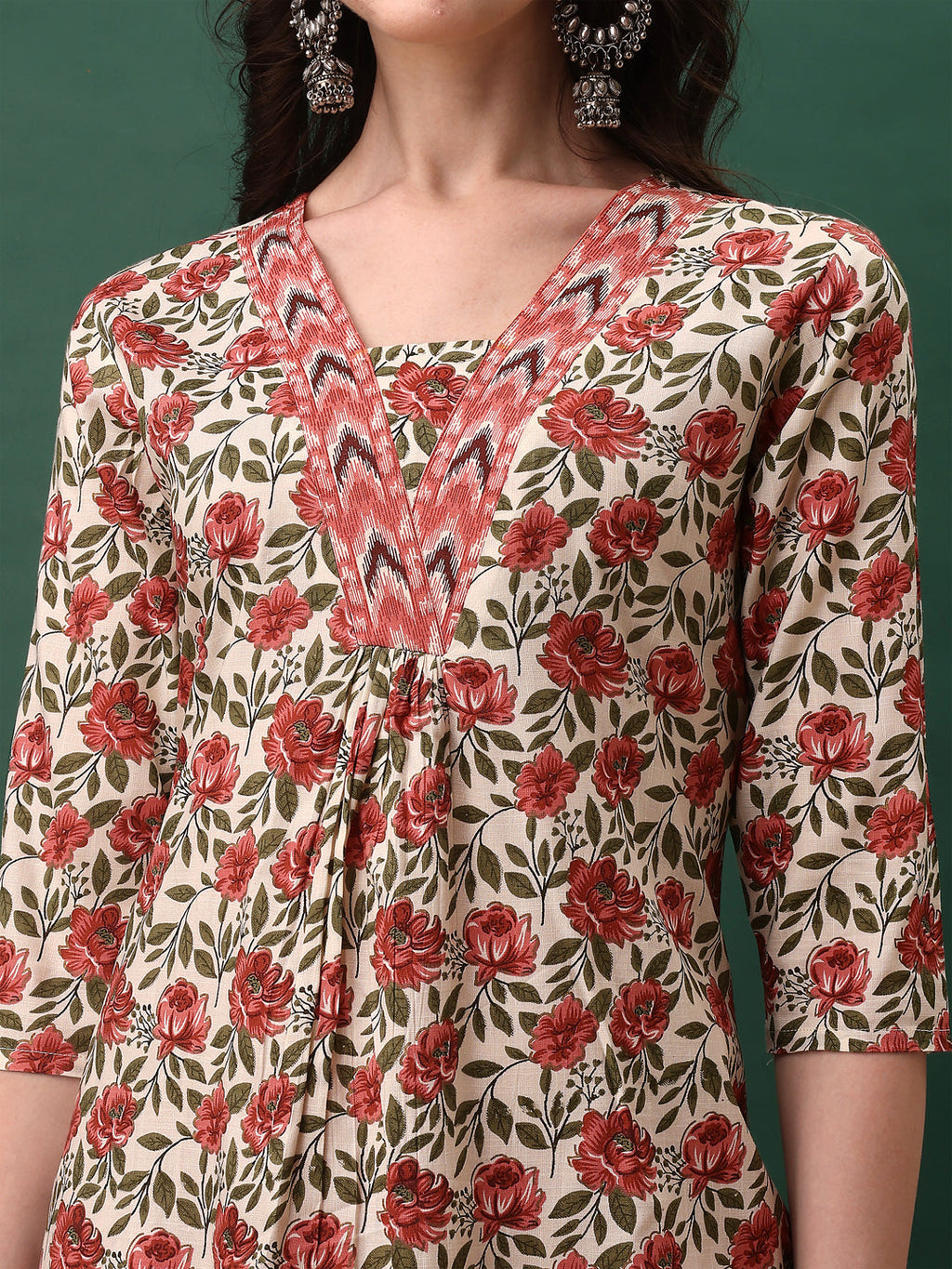 Floral Printed Kurta With Pant & Dupatta, Pink - Hiral Fashion - Distacart