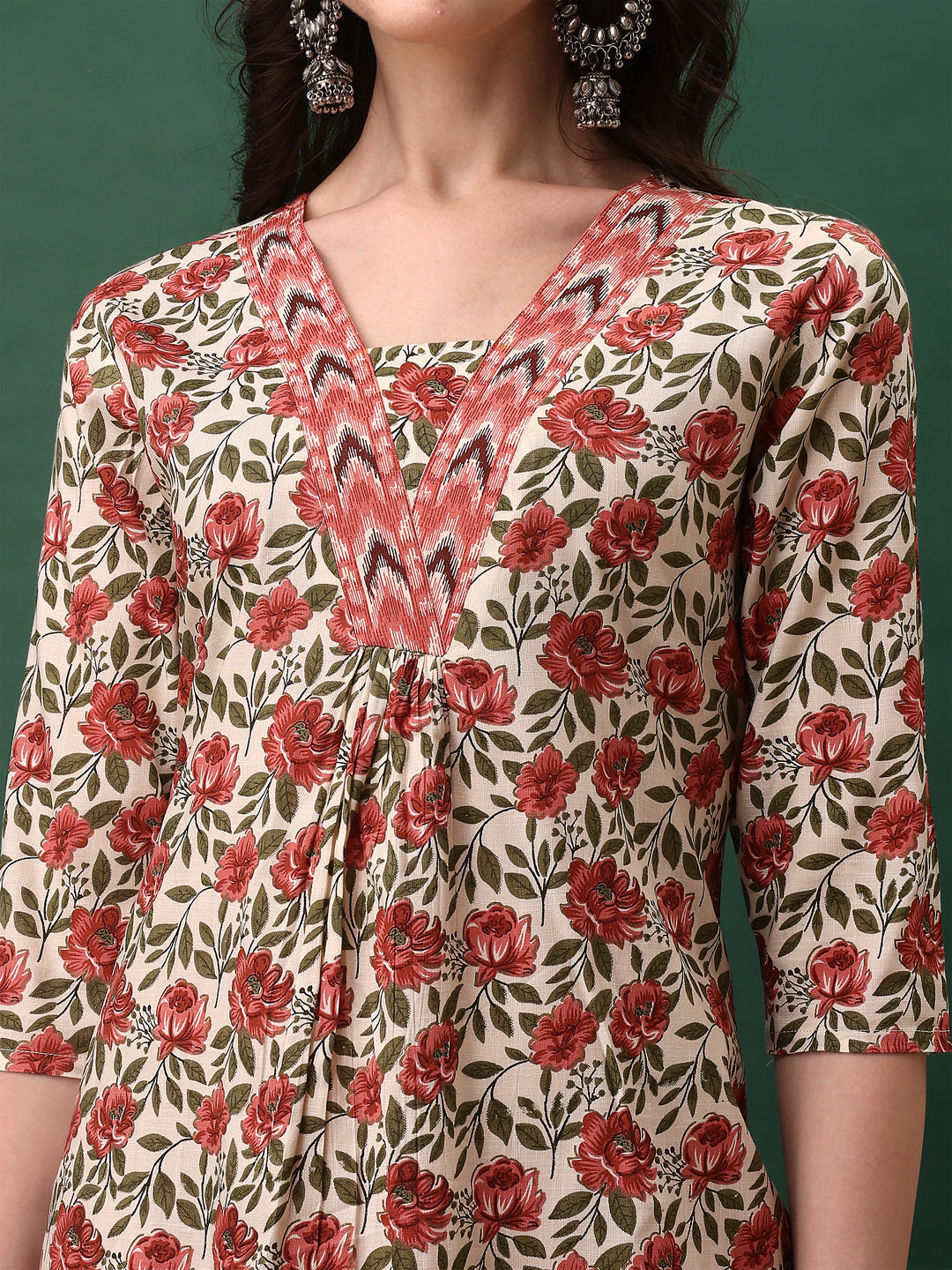 Floral Printed Kurta With Pant & Dupatta, Pink - Hiral Fashion - Distacart